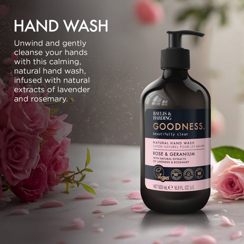 Baylis & Harding Goodness Rose & Geranium Natural Hand Wash 500ml