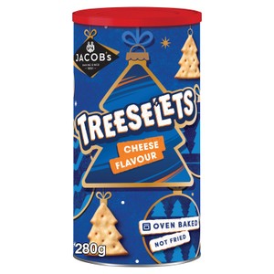 Jacob's Treeselets Original Baked Snacks Christmas Tub