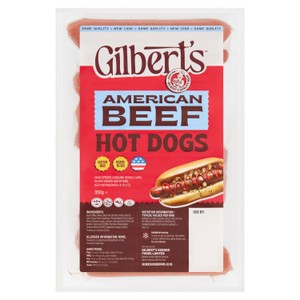Gilbert's Kosher Foods Chicago Recipe Beef Hot Dogs 350g