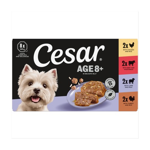 Cesar Senior Wet Dog Food Trays Meat in Delicate Jelly 