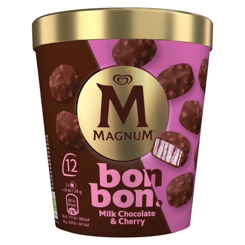 Magnum Bonbon Cherry & Milk Chocolate Ice Cream Frozen Snack 12 pack