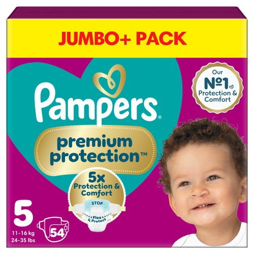 Pampers Premium Protection Nappies Taped Size 5  54 Nappies Jumbo+Pack
