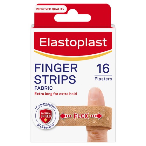 Elastoplast Finger Strips 120mm x 19mm Tan   16 Plasters