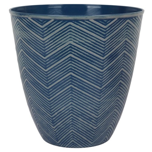 Nutmeg Blue Chevron Pot Large