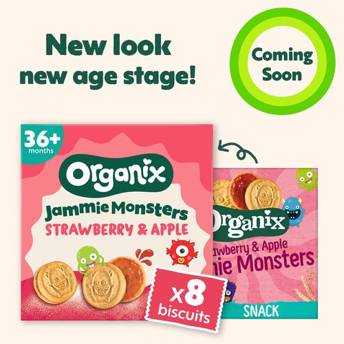 Organix Jammie Monsters Organic Jam Toddler Snack Biscuits Multipack