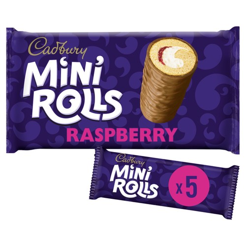Cadbury Milk Chocolate Raspberry Mini Rolls Cakes 5 Pack