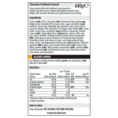 Morrisons The Best Christmas Chocolate Profiterole Bowl Dessert 640g