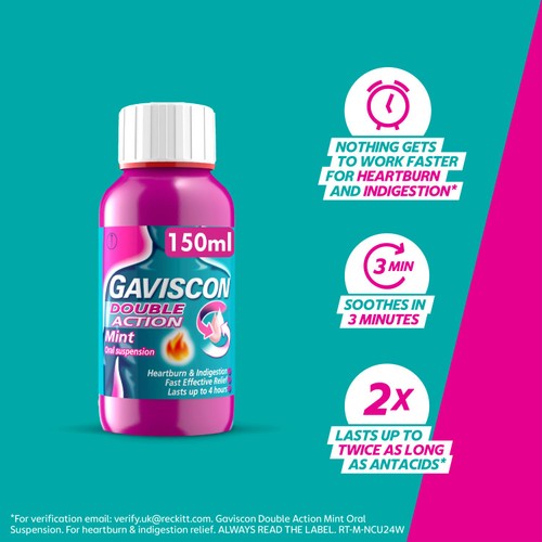 Gaviscon Double Action Heartburn & Indigestion Liquid Mint Flavour