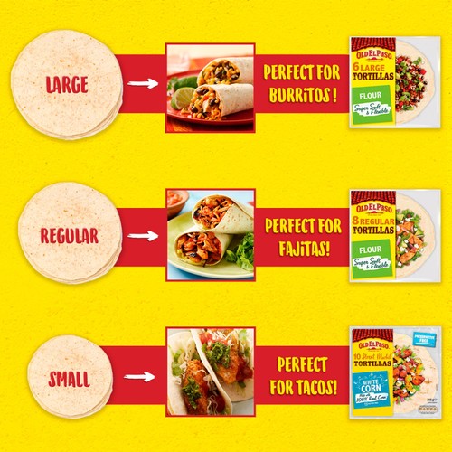 Old El Paso 6 Large Super Soft Flour Tortilla Wraps