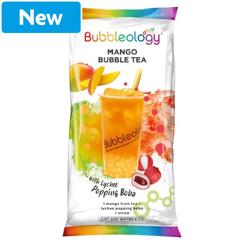 Bubbleology Mango Tea With Lychee Boba 