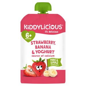 Kiddylicious Strawberry Banana & Yogurt Pouch 100g