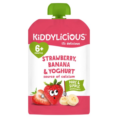 Kiddylicious Strawberry & Banana Yoghurt Pouch 