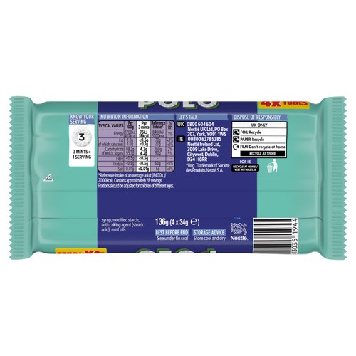 Polo Spearmint Mint Tube Multipack 4 Pack