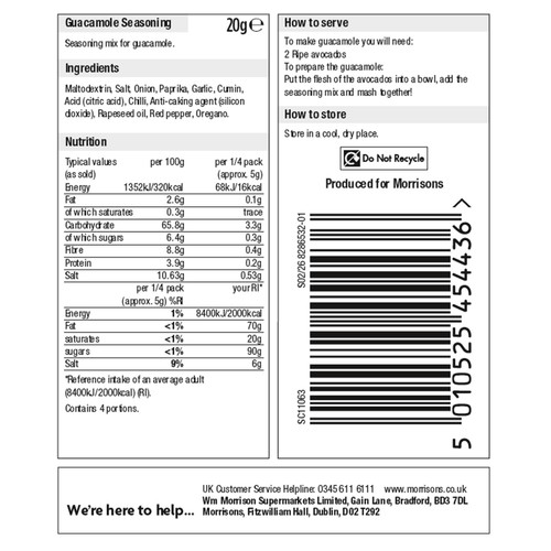 Morrisons Guacamole Seasoning 20g