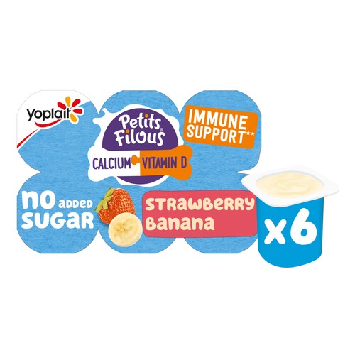 Petits Filous Kids No Added Sugar Strawberry & Banana Yoghurt Pots