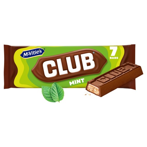 McVitie's Club Mint Biscuit Bar   7 Pack