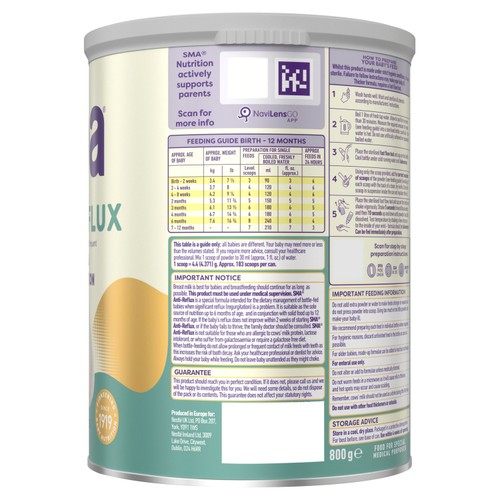 SMA Anti Reflux Baby Milk Powder Formula, From Birth 800g