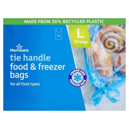 Morrisons 35 Large Tie Handle Food & Freezer Bags 35 Pack