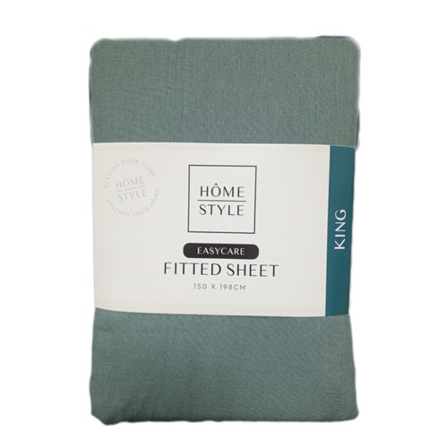 Home Style Easy Care Dark Green Fitted Sheet King