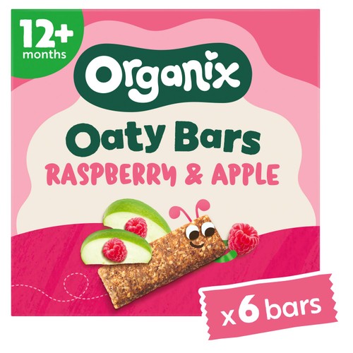 Organix Raspberry & Apple Oaty Bars Organic Toddler Snacks Multipack 6x23g