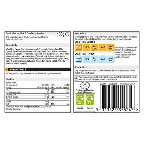 Morrisons The Best Smoky Bacon, Brie & Cranberry Quiche 