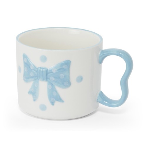 Nutmeg Home Blue Embossed Bow Mug