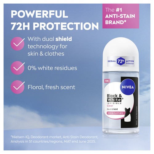  NIVEA Black & White Original 72h Anti-Perspirant Deodorant Roll-On