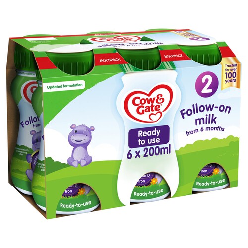 Cow & Gate 2 Follow On Baby Milk Formula Liquid Ready to Feed 6-12 Months