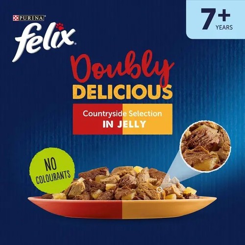FELIX Doubly Delicious 7+ Countryside Selection Jelly Wet Cat Food