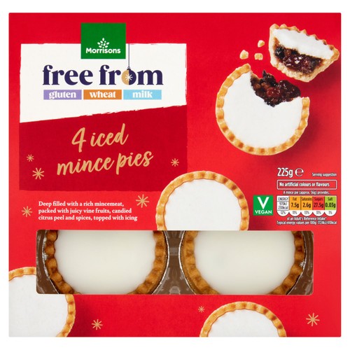 Morrisons Free From 4 Iced Mince Pies 225g