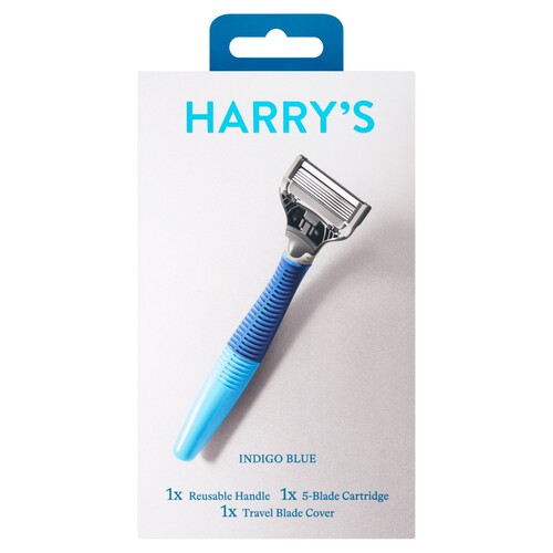 Harry's 5 Blade Cartridge And Handle Indigo Blue 1 Pack