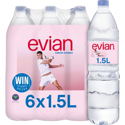 Evian Natural Mineral Water 6 x 1.5L