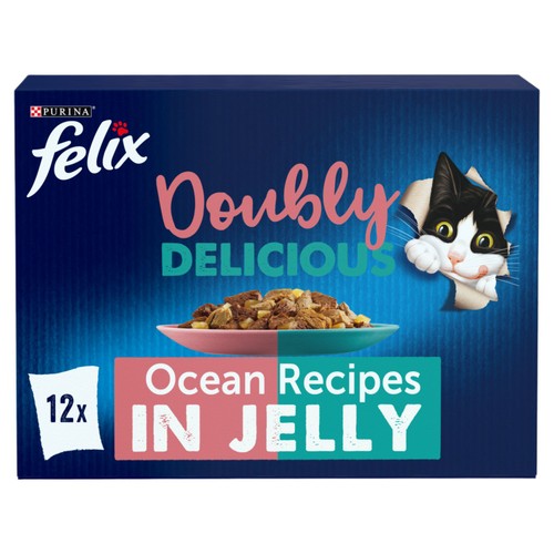 FELIX Doubly Delicious Ocean Recipes In Jelly Wet Cat Food 12x85g
