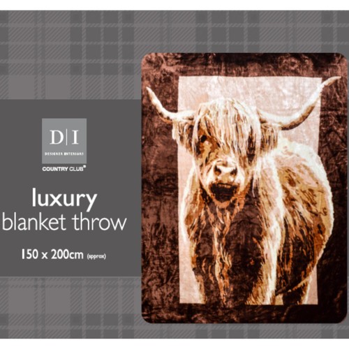 Country Club Mink Style Blanket Highland Cow 120x200cm
