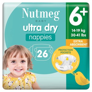 Nutmeg Ultra Dry Nappies Size 6+ x 26 Pack