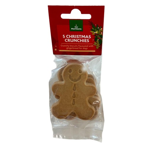 Morrisons 5 Christmas Crunchies Gingerbread Dog Biscuits