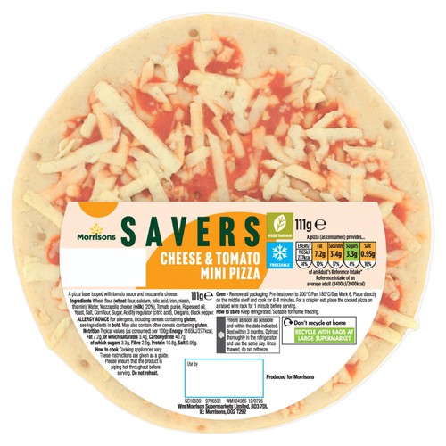 Morrisons Savers Cheese & Tomato Mini Pizza 111g