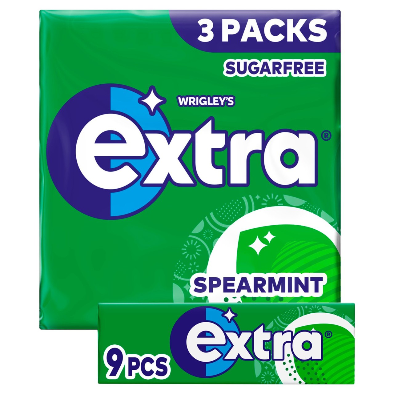 Extra Spearmint Sugarfree Chewing Gum Multipack 3x9 Pieces