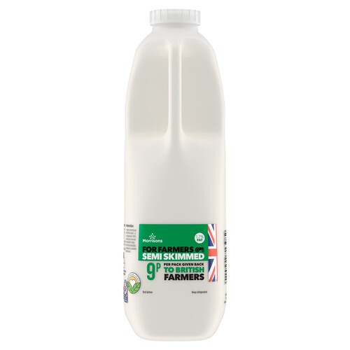 Morrisons For Farmers British Semi Skimmed Milk 2 Pints