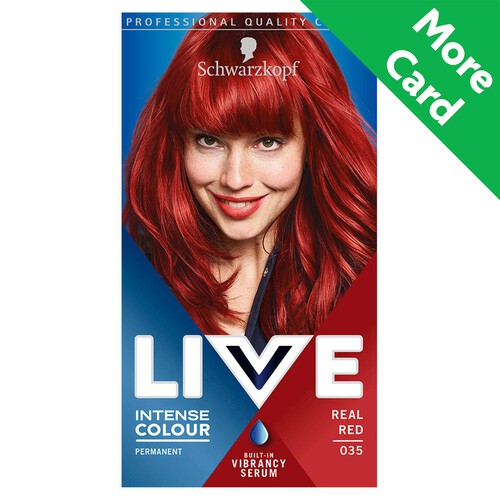 Schwarzkopf LIVE Intense Colour Permanent Red Hair Dye 035 Real Red