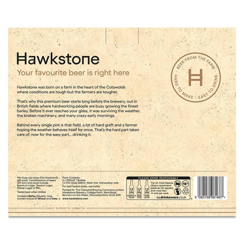 Hawkstone 2 x 330ml Lager And Pint Glass Gift Pack