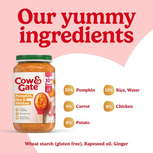 Cow & Gate Pumpkin Chicken & Rice Baby Food Meal Jar 8+ Months 200g