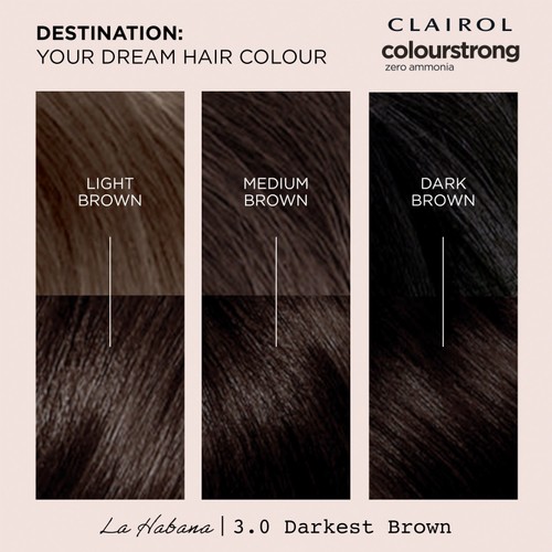 Clairol Colour Strong Permanent Hair Dye 3.0 Darkest Brown