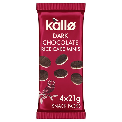 Kallo Belgian Dark Chocolate Rice Cake Minis 4 Snack Packs