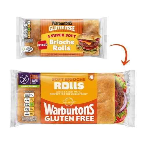 Warburtons Gluten Free Soft Sliced Brioche Square Rolls