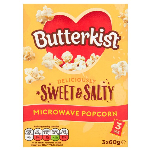 Butterkist Sweet & Salted Microwave Popcorn 3x60g