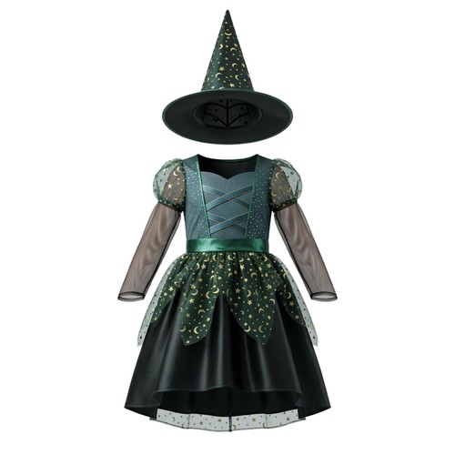 Morrisons Emerald Witch Costume Age 5-6yrs