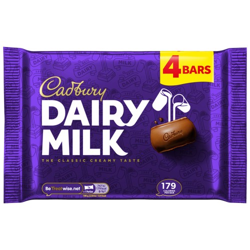 Cadbury Dairy Milk Chocolate Bar 4 Pack Multipack
