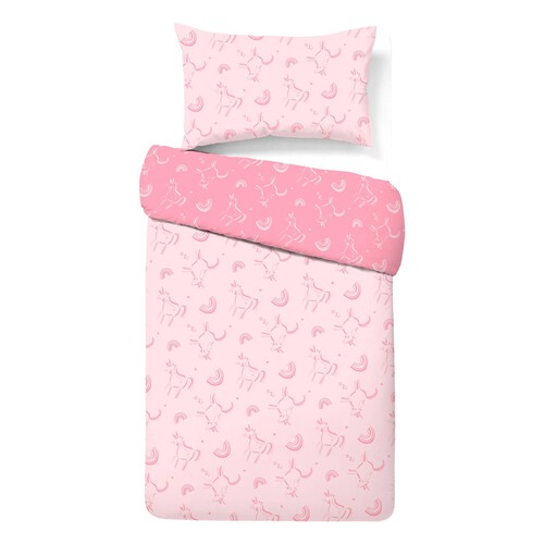 Morrisons Easy Care Hand Drawn Unicorn Single Duvet Set