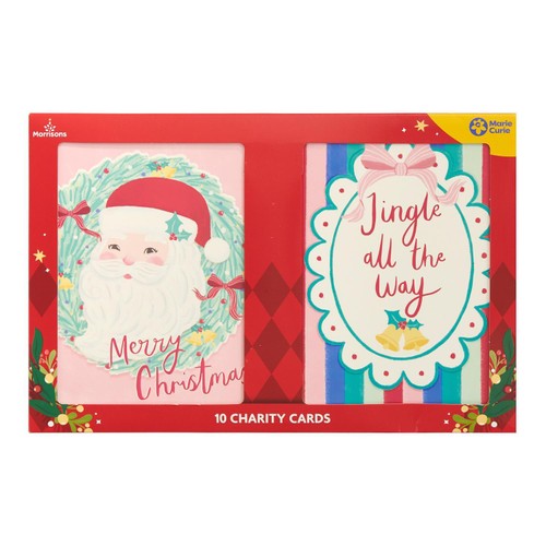Morrisons Duo Retro Santa Cards Packaged Cards 10Pk